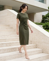 Nico Side Ruched Tee Dress - Army Green