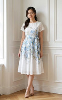 Kaitlyn Floral Placement Dress - White
