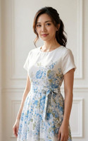 Kaitlyn Floral Placement Dress - White