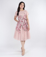 Kaitlyn Floral Placement Dress - Dusty Pink