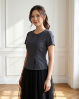 Tyra Double Breasted Top - Charcoal