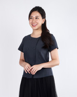 Tyra Double Breasted Top - Charcoal
