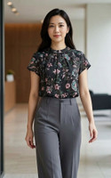 Aviora Floral Blouse - Black