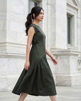 Zayley Wave Hem Midi Dress - Olive