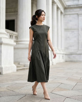 Zayley Wave Hem Midi Dress - Olive