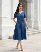 Jane V-Neck Denim Dress - Denim
