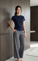 Beverly Asymmetrical Ruched Top - Navy