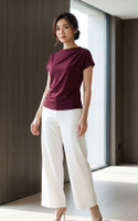 Beverly Asymmetrical Ruched Top - Burgundy