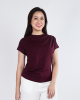 Beverly Asymmetrical Ruched Top - Burgundy