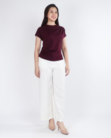 Beverly Asymmetrical Ruched Top - Burgundy