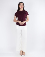 Beverly Asymmetrical Ruched Top - Burgundy