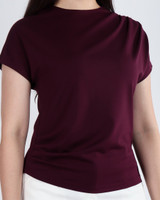 Beverly Asymmetrical Ruched Top - Burgundy