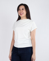 Beverly Asymmetrical Ruched Top - White
