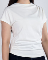 Beverly Asymmetrical Ruched Top - White