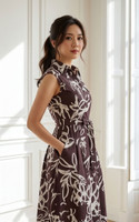 Amalia Abstract Print Midi Dress - Chestnut
