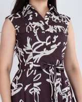 Amalia Abstract Print Midi Dress - Chestnut
