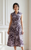Amalia Abstract Print Midi Dress - Lilac Grey