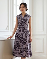 Amalia Abstract Print Midi Dress - Lilac Grey