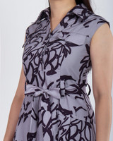 Amalia Abstract Print Midi Dress - Lilac Grey
