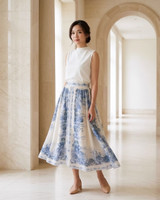 Zephina Printed Maxi Skirt - Cream/Blue