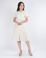 Ginnie Contrast Stitch Work Dress - Ivory