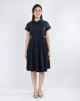 Venice Sleeved Dropwaist Dress - Midnight Blue