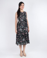 Claude Floral Sleeveless Dress - Black