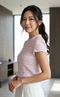 Jessie Tulip Sleeve Tweed Top - Pink