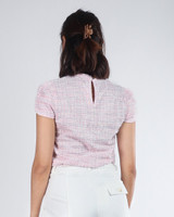 Jessie Tulip Sleeve Tweed Top - Pink