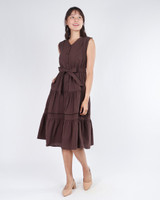 Vella Eyelet Trim Tiered Dress - Chestnut