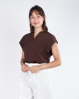 Vikkie V-Neck Blouse - Chestnut