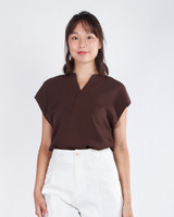 Vikkie V-Neck Blouse - Chestnut