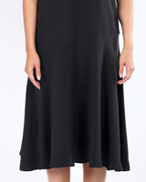 Alicia Mixed Media Midi Dress - Black