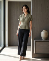 Reeve Pintuck Waist Top - Olive