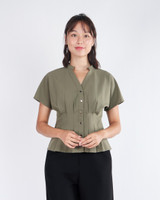 Reeve Pintuck Waist Top - Olive