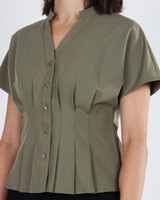 Reeve Pintuck Waist Top - Olive