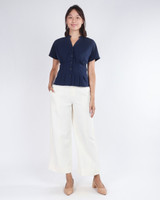 Reeve Pintuck Waist Top - Navy