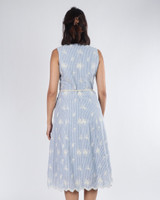 Clementine Embroidered Linen Dress - Blue