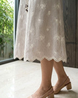 Clementine Embroidered Linen Dress - Taupe