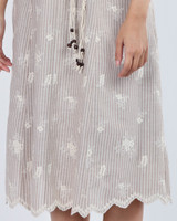Clementine Embroidered Linen Dress - Taupe
