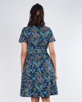 Esmeralda Leaf Printed Dress - Navy