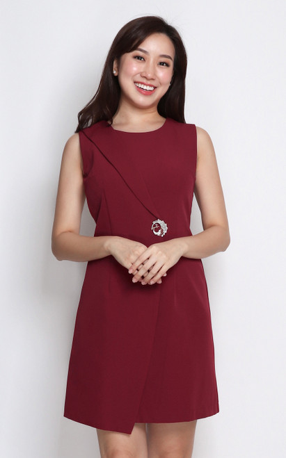 Origami Wrap Dress - Wine