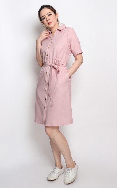 button down pink dress