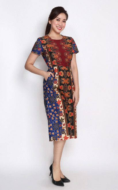 Sleeved Batik Jumpsuit - Mystic Blue