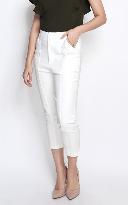 Skinny Crop Pants - White | Singapore 