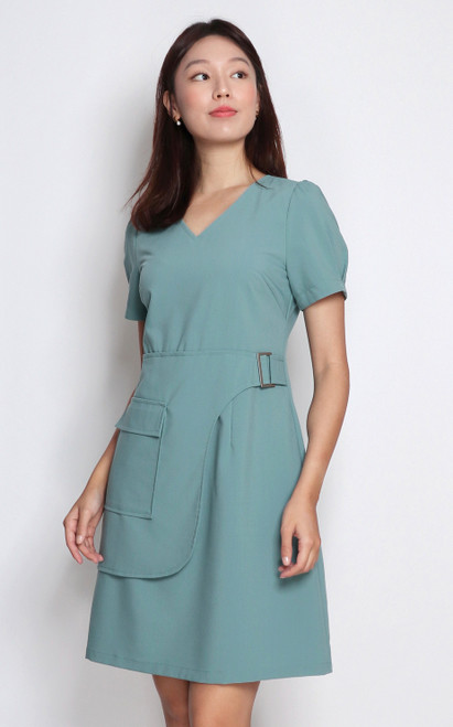 Side Buckle Dress - Seafoam