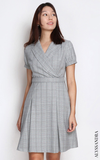Wrap Front Dress - Checkered