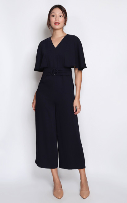 Adrianna Papell Long Cape Sleeve Stretch Crepe Jumpsuit | Nordstrom