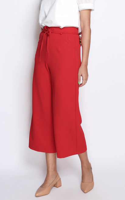 Ribbon Tie Pants - Red