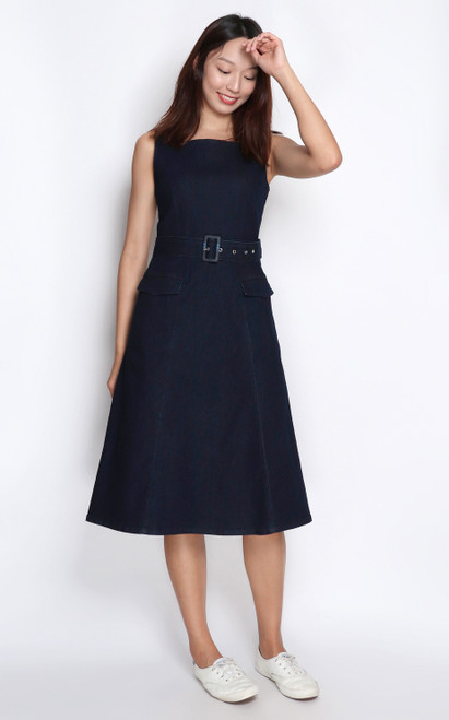 Square Neck Denim Dress